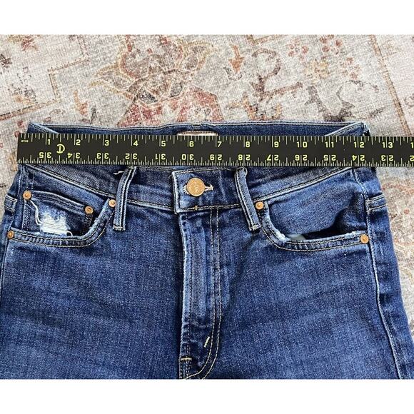 Mother Insider Crop Step Fray Wicked Wildflower Denim Jeans Distressed Size 24 - Picture 4 of 8